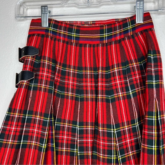 Vintage Florence Walsh Classic Red Scottish Tartan Plaid Wool Pleated Kilt Skirt - Picture 8 of 10